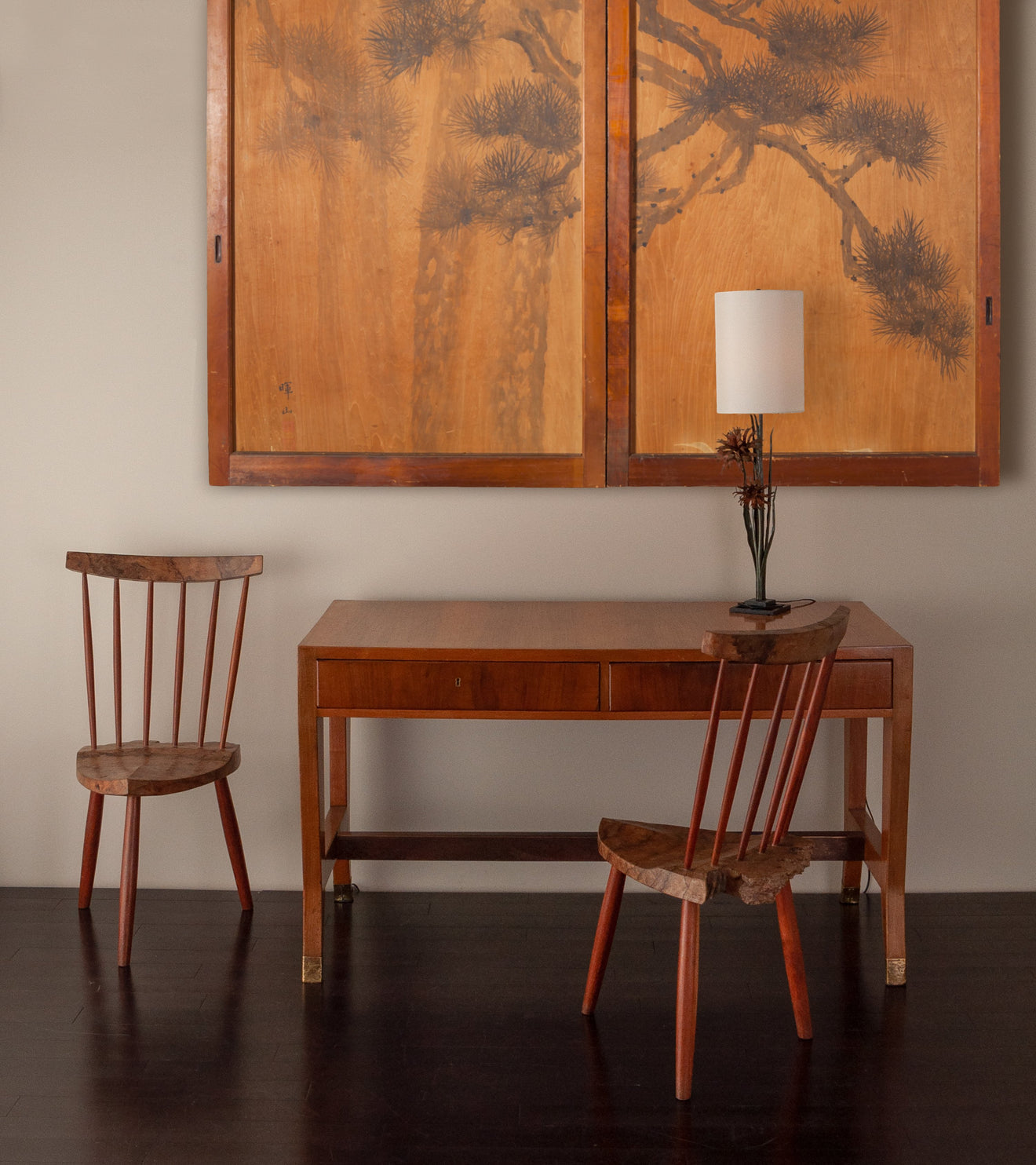 Pair of Side Chairs in the style of Nakashima
